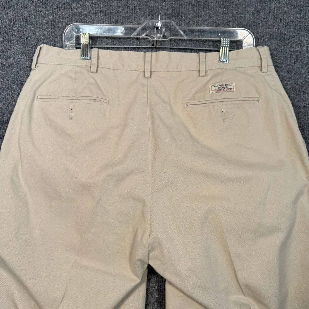Polo Ralph‎ Lauren Pants Mens 36x29 Classic Chino Mens Khaki Pants Vintage Pleat